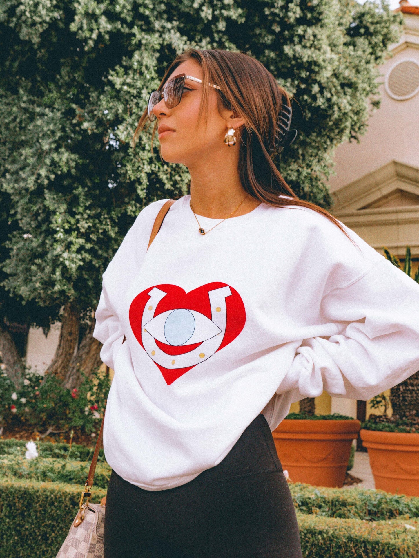 White Logo Crew Neck Sweater