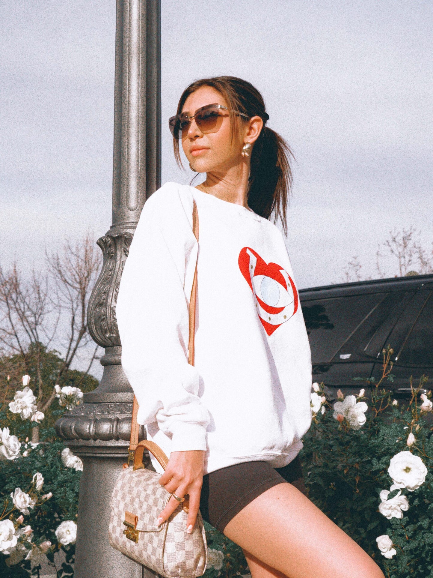 White Logo Crew Neck Sweater